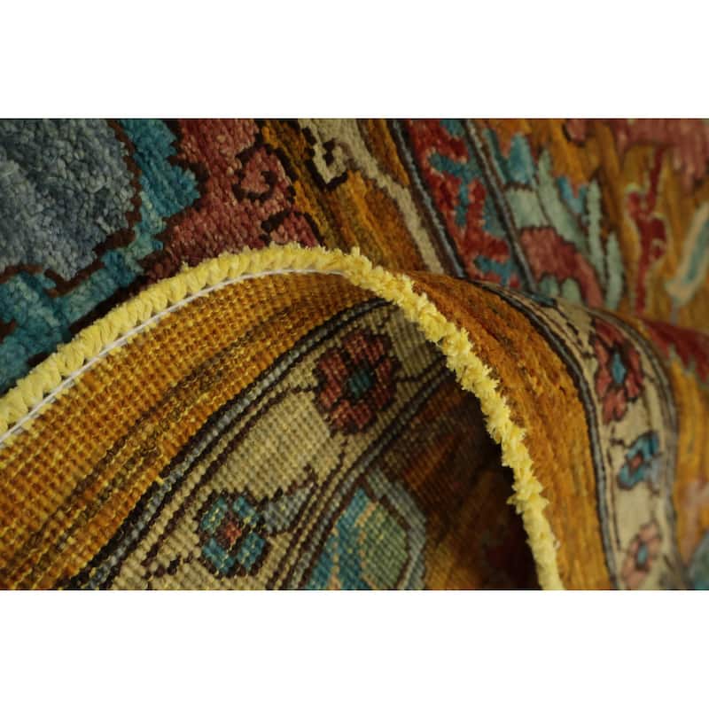 Hand Knotted Oriental 100% Wool Carpet Traditional All-Over Oranges & Rust Ziegler Area Rug - 12' 1'' X 9' 3''