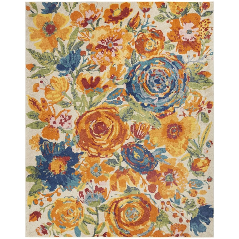 Power Loomed Floral Traditional Woven Low Pile Durable Area Rug