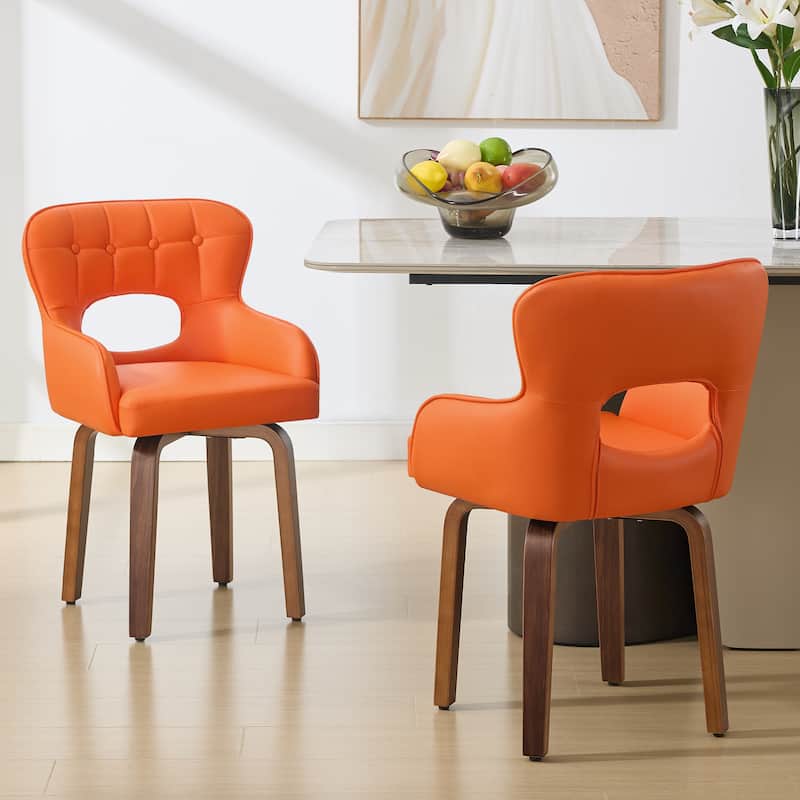 Bentwood Swivel Dining Chairs Set of 2/4/6, Faux Leather Upholstered Chairs Kitchen Chairs