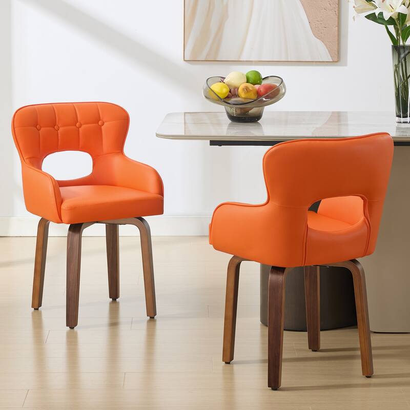 Swivel Dining Chairs Set of 2, Faux Leather Upholstered Kitchen Chairs