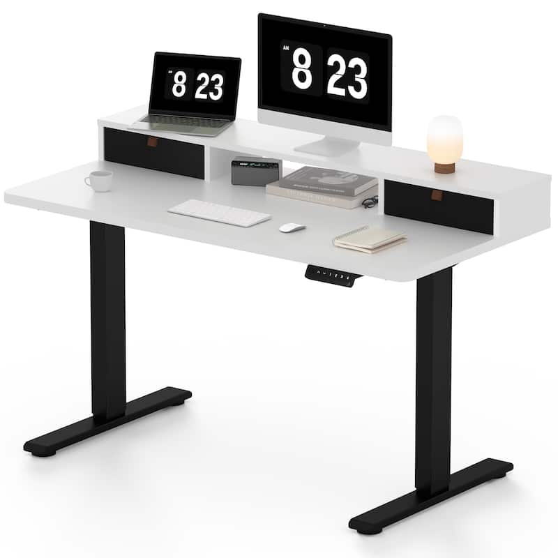 FlexiSpot 48"x24"/55"x24" Ergonomic Height Adjustable Standing Desk with 2 Drawers, Monitor Stand Computer Desk