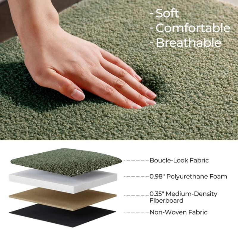 39.5" Off White Boucle Storage Ottoman Bench Sherpa Storage Bench Ottoman Foot Rest End of Bed for Living Room Bedroom,Wood Leg