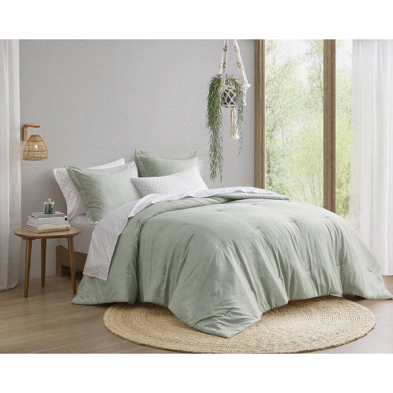 Chelsea Square Reese Chambray Print Microfiber Comforter Set with Bed Sheets