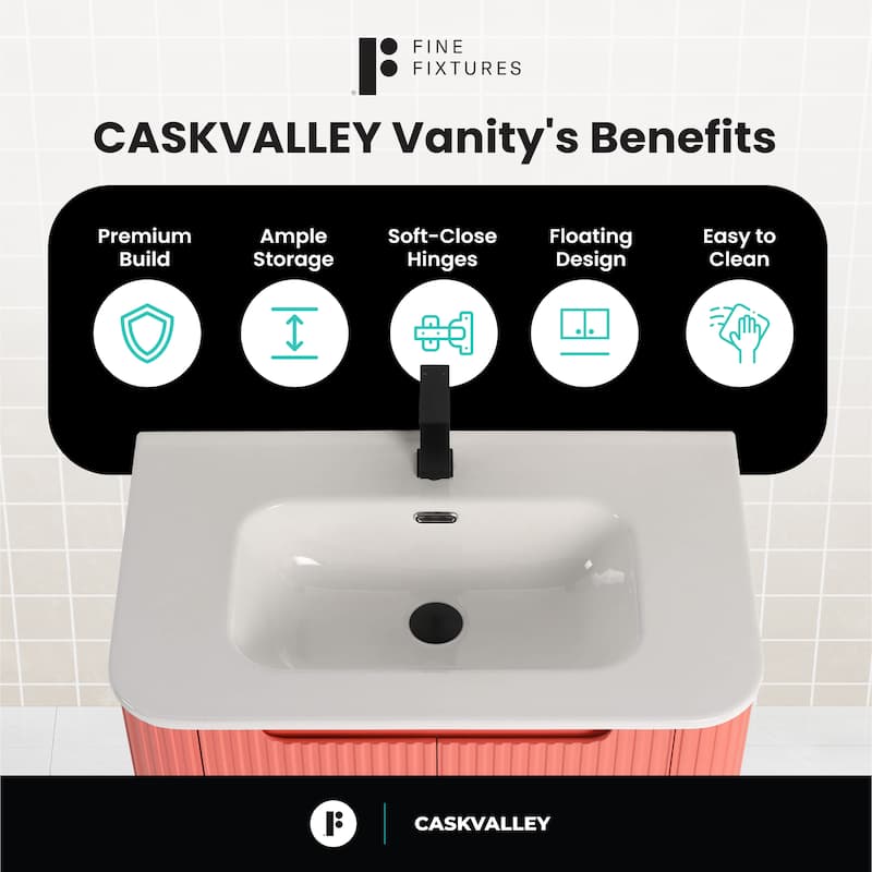 Caskvalley Modern Bathroom Vanity with Straight Fluted Design - Sink Included