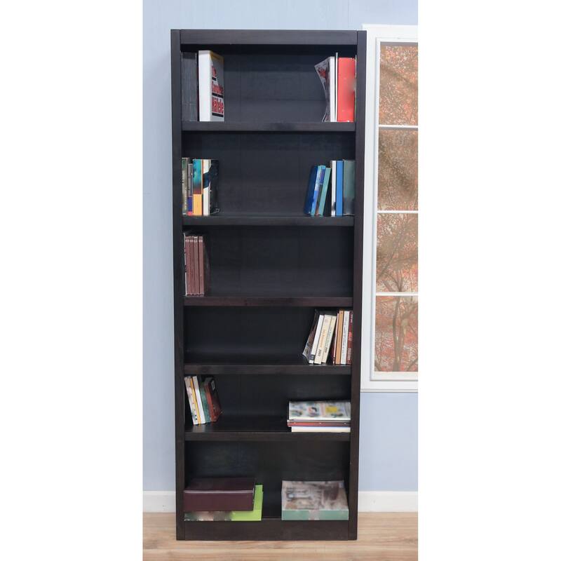 Concepts in Wood 6 Shelf Wood Bookcase, 84 inch Tall - Espresso