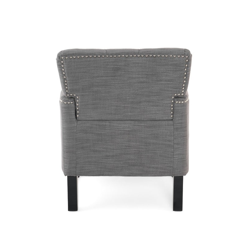 Contemporary Tufted Club Chair-Button-Tufted Diamond Stitch, Nailhead Trim&Birch Wood Legs