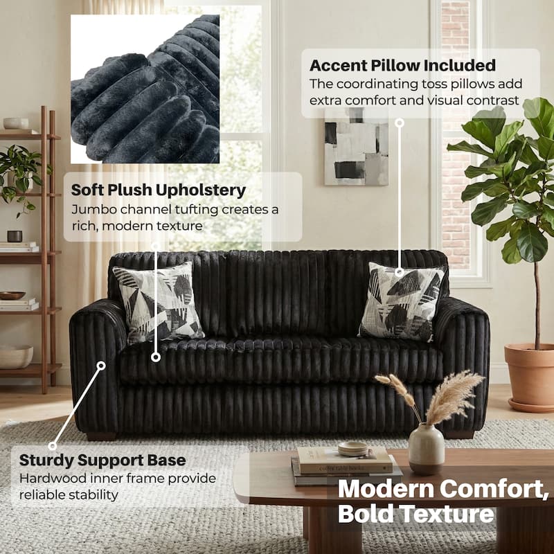Roundhill Furniture Nolan 3-Piece Living Room Set, Sofa Loveseat and Chair