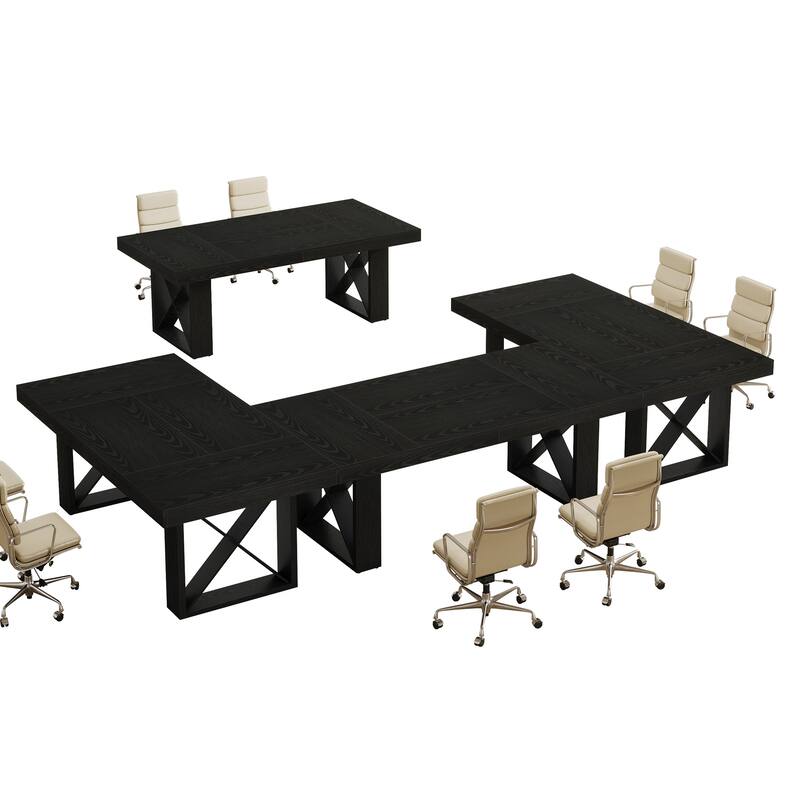 63-Inch Long Wood Conference Table, Simple Meeting Desk for Home Office & Small Team Gatherings