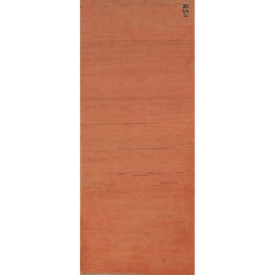 Orange Gabbeh Oriental Runner Rug Handmade Hallway Wool Carpet - 1'11" x 5'11"