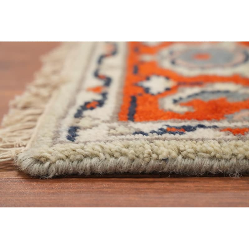 Hand Knotted Oriental 100% Wool Carpet Transitional Floral Beige & Ivories Oushak Area Rug - 5' 11'' X 4' 0''