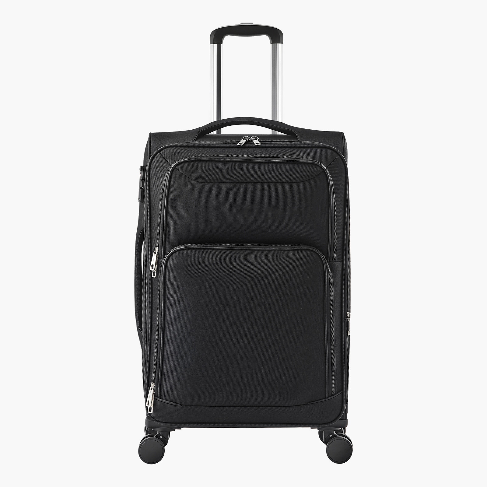 24-Inch Softside Expandable Luggage with Spinner Wheels Checked Suitcase Black