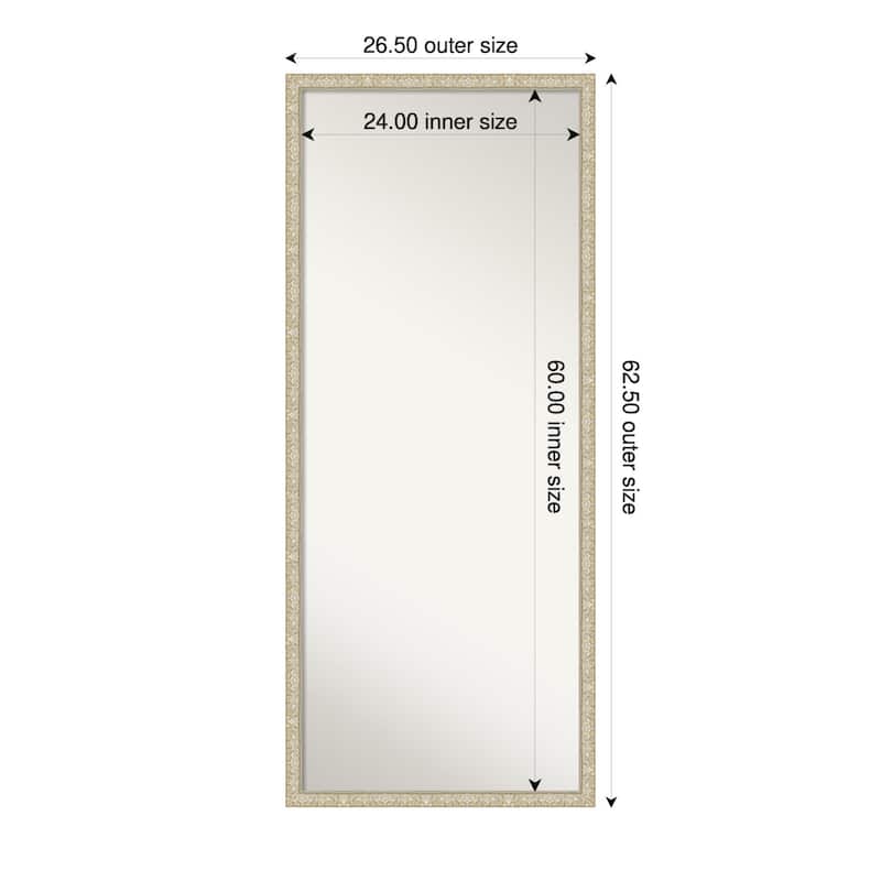 Lila Non-Beveled Wood Framed Full-Length Floor Leaner Mirror - 27 x 63 in - Lila Silver