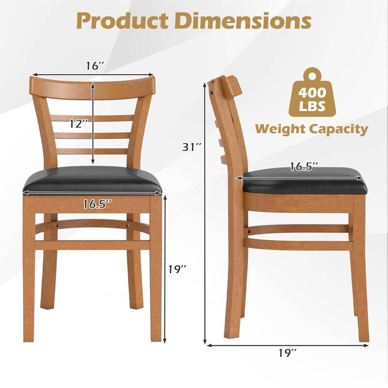 Gymax Modern Dining Chair Set of 2 Upholstered Kitchen Chair w/Rubber