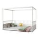 preview thumbnail 9 of 8, Full Size Modern Wooden Canopy Floor Bed Frame with Guardrails
