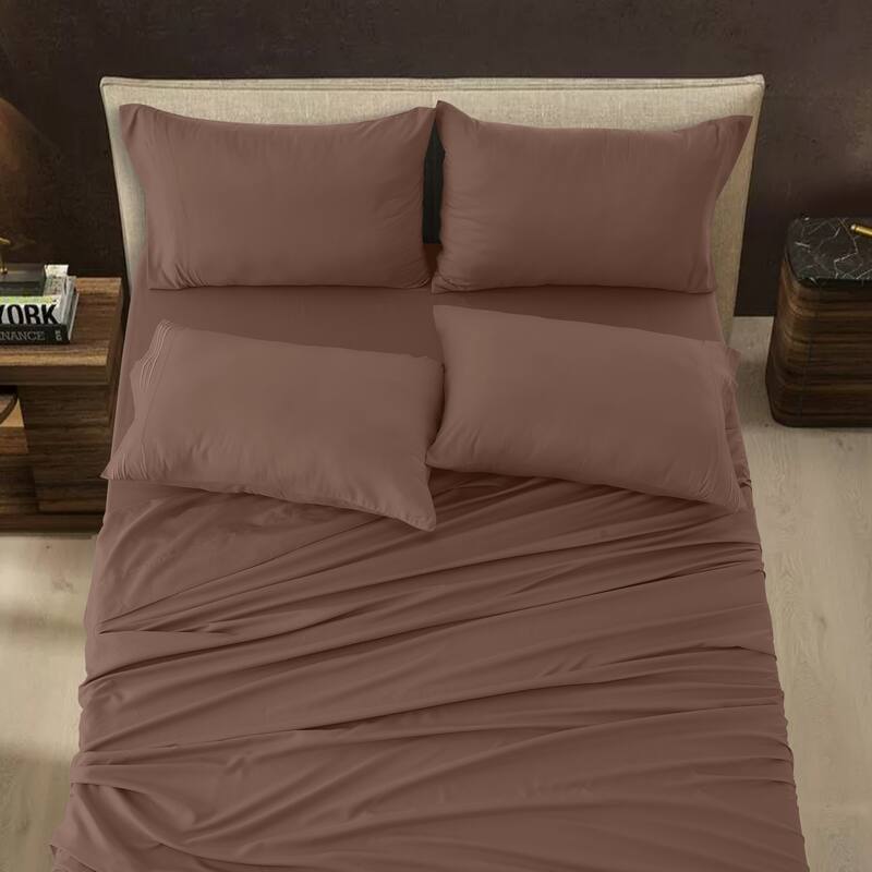 6 Piece Bed Sheet Set Deep Pocket Ultra Soft Microfiber Bedding Sheets