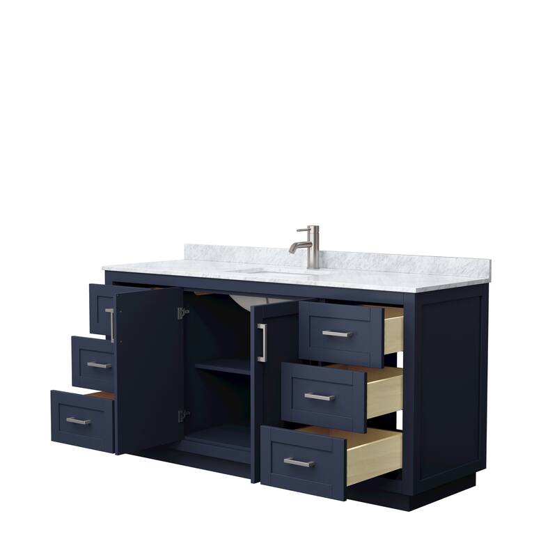 Miranda Single Vanity Set, White Carrara Marble Top, No Mirror