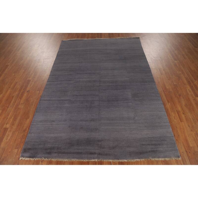 Grays & Blues Modern Gabbeh Oriental Area Rug Hand-Knotted Wool Carpet - 6'5" x 9'5"