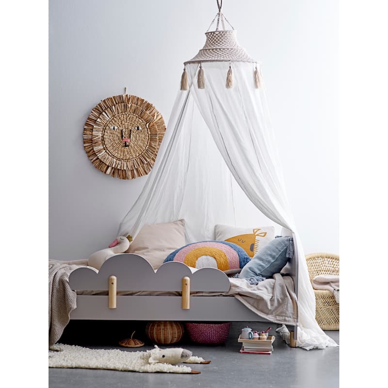 White Cotton Macramé Canopy with Tassels