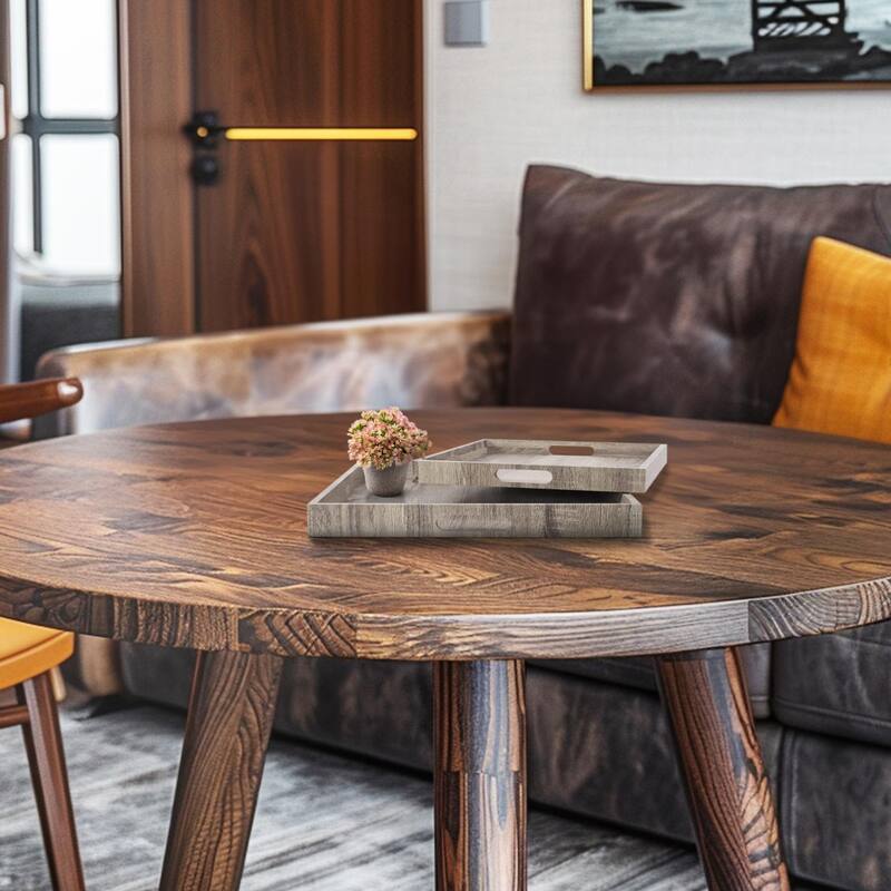 Square Wooden Trays - set of 2