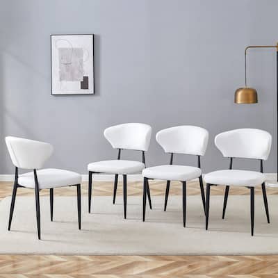White Minimalist Ergonomic Dining Chair, With A Curved Backrest For Comfortable Design,Unlocking A Comfortable And Minim