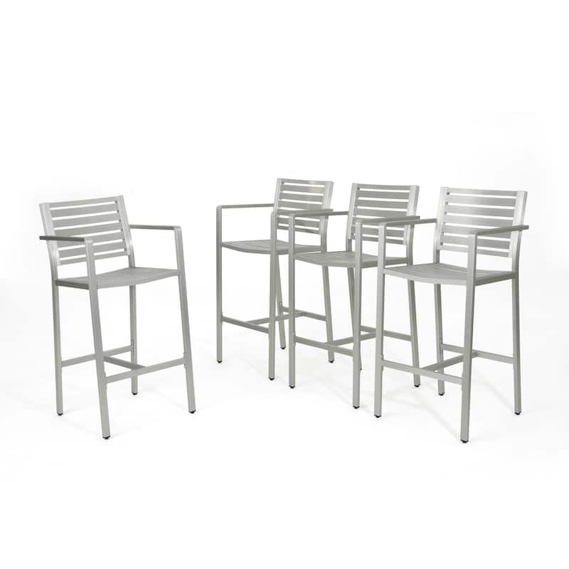 Cape Coral Outdoor Aluminum 30 Inch Barstool (Set of 4) by Christopher Knight Home