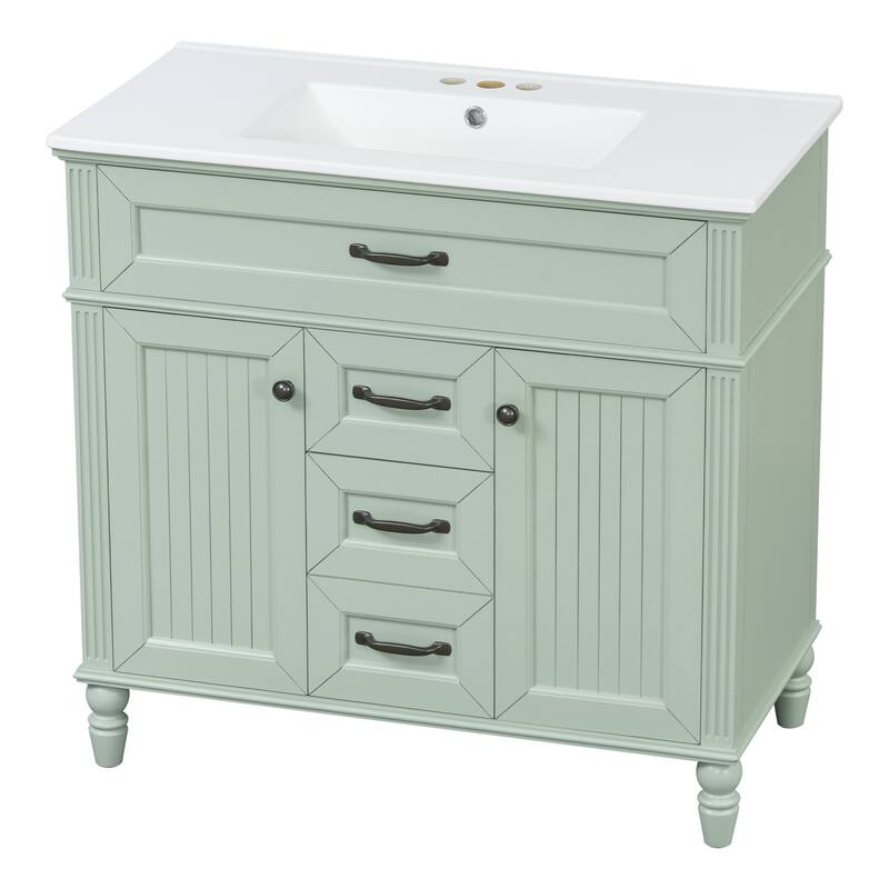 Bathroom Vanity with Sink, Freestanding Bathroom Storage Cabinet, Bathroom Cabinet with Soft Close Doors & 3 Drawers