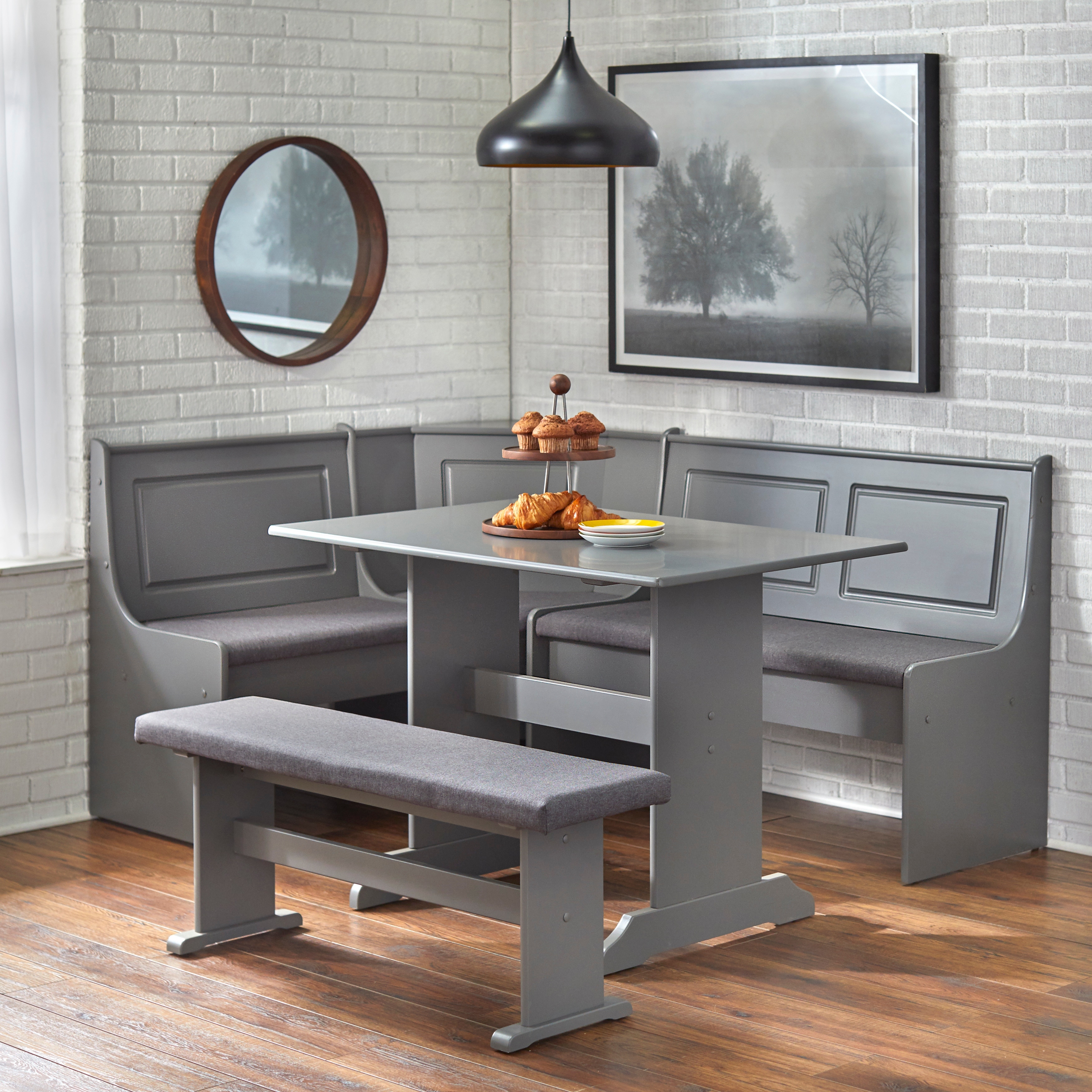 Simple Living Polly 3 piece Cushioned Corner Nook Dining Set