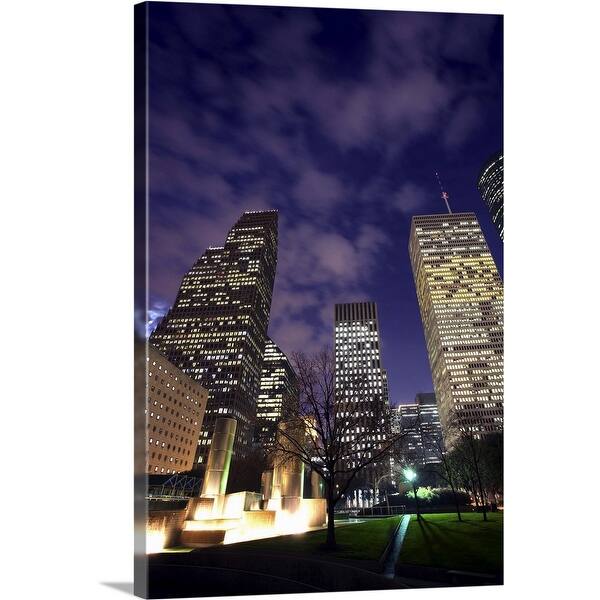 Shop Houston Skyline At Night Texas Canvas Wall Art Overstock
