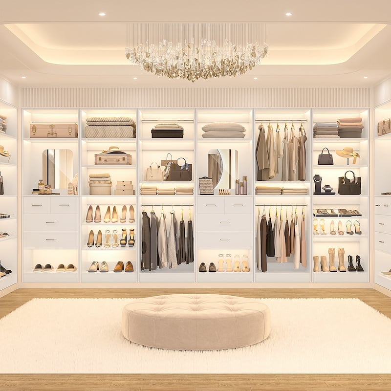 Cimly Set of 2 Freestanding Closet System, 50'' Closet Organizer with Drawers and Shoe Racks for Reach-in/ Walk-in Closet