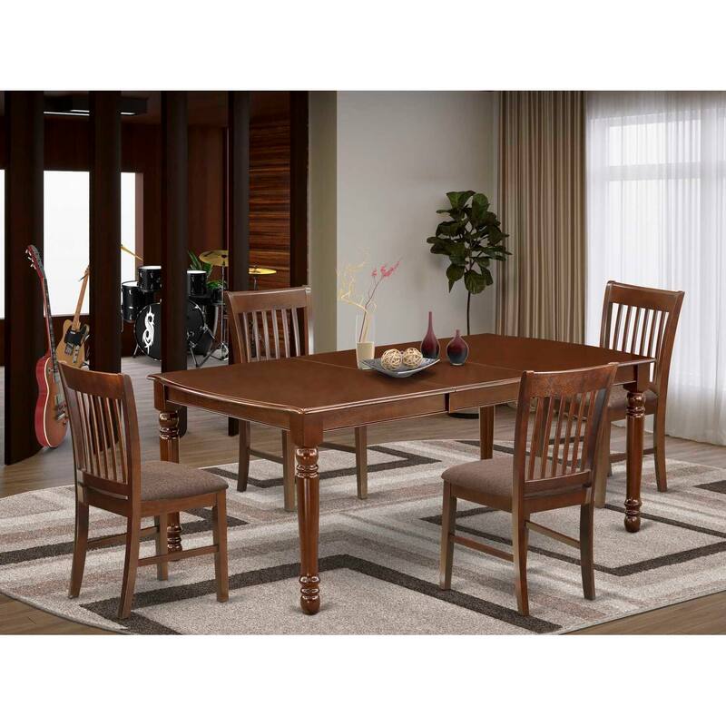 Victorian Dining Room Set 5pc Table & 4 Chairs - 60-78" Rectangular with Butterfly Leaf