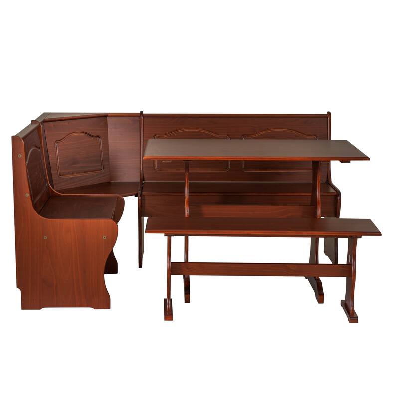 Linon Riki Walnut 3-piece Breakfast Nook Dining Set