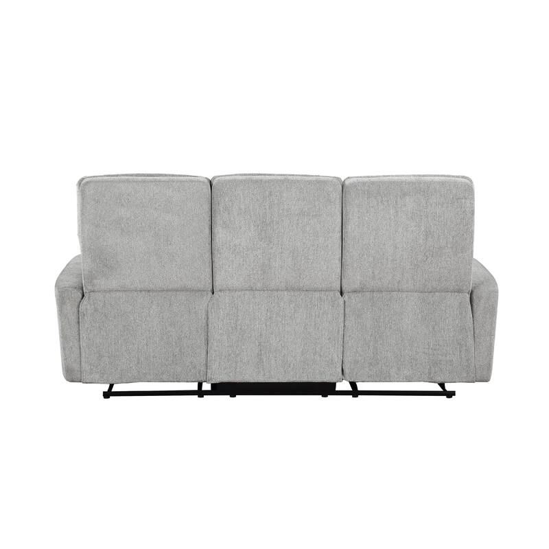 Lyns Manual Double Recliner Sofa, Soft Gray Chenille 81 Inch