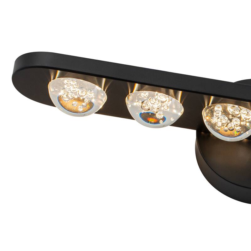 7-Light Modern Black Linear LED Vanity Light Clear Globe Glass Shades