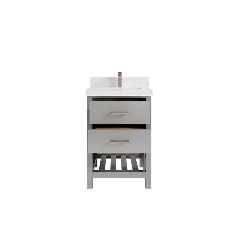 Willow Collections 24 x 22 Parker Single Bowl Sink Bathroom Vanity in Elephant Skin Grey with Countertop