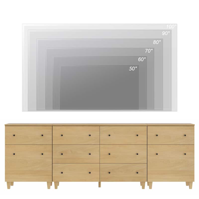 3-in-1 TV Stand Cabinets with Doors and Drawers for 100 Inches TVs