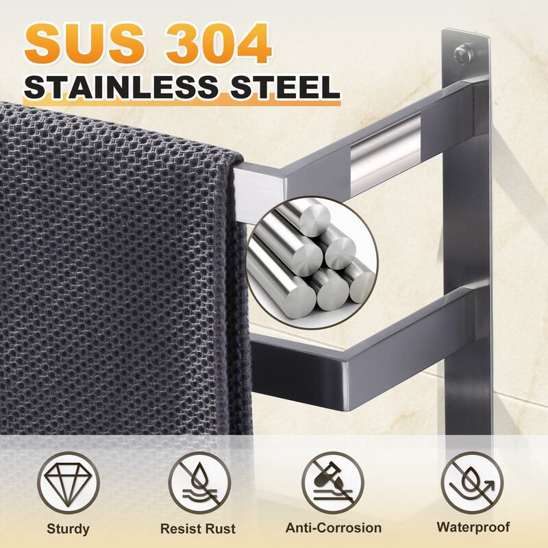 WOWOW Modern Wall-Mounted Stainless Steel Tiered Three-Tier Towel Rack