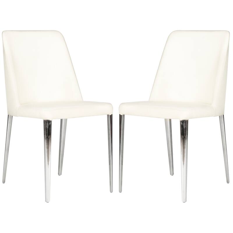 SAFAVIEH Haruko Mid Century Dining White Dining Chair (Set of 2) - 22.5" x 17.8" x 34.8" - 23Wx18Dx35H