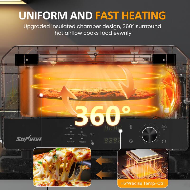 Electric Indoor Pizza Oven with 6 Presets