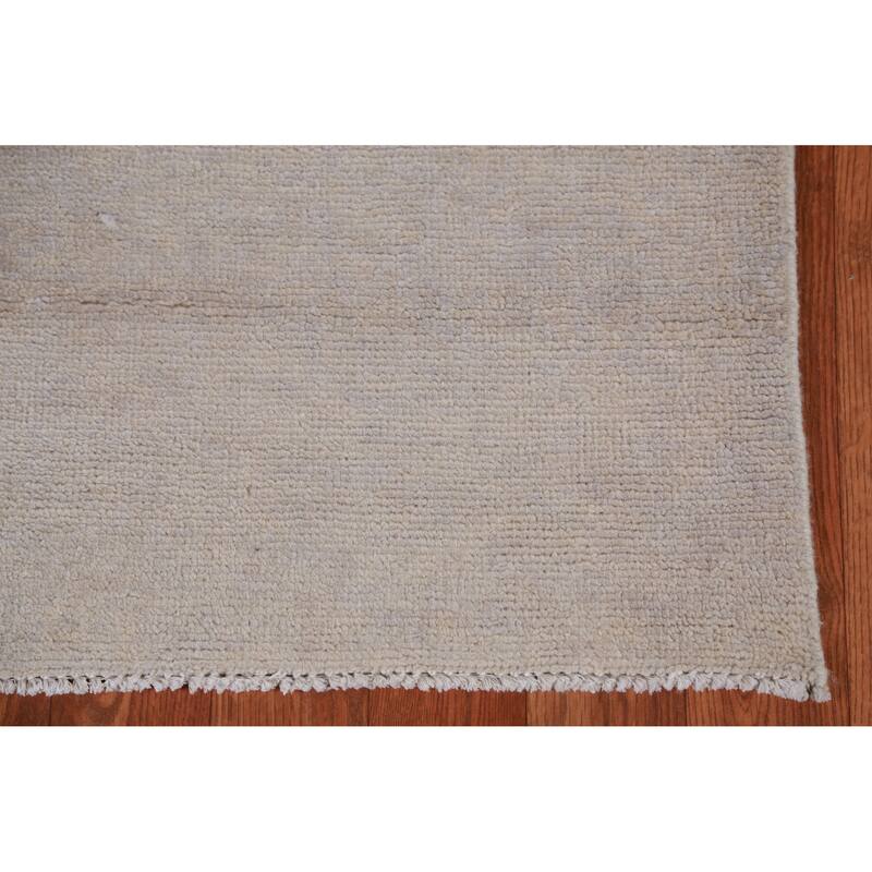 Hand Knotted Oriental 100% Wool Carpet Modern Solid Greys & Charcoal Gabbeh Runner Rug - 10' 1'' X 3' 0''