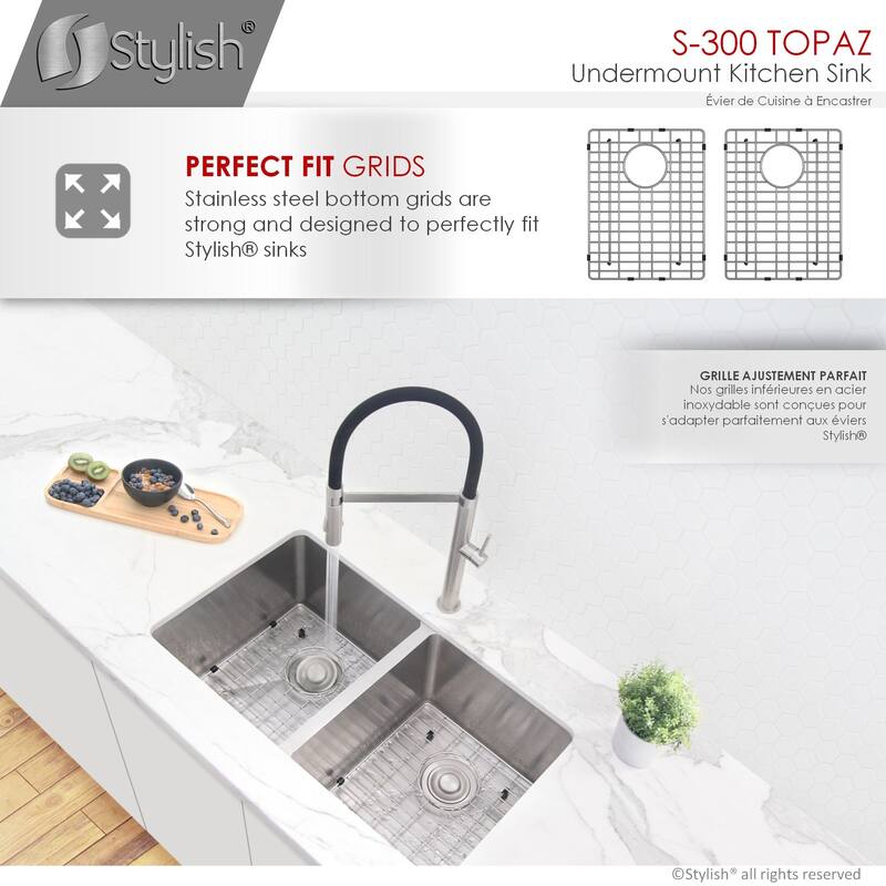 28"L x 18"W Stainless Steel Double Basin Undermount Kitchen Sink with Grids and Strainers