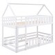 preview thumbnail 15 of 16, Twin over Twin House Shape Bunk Bed with Sky Roof, Pine Wood Kids Loft Bed Frame with Fence and Door for Kids Room, Grey