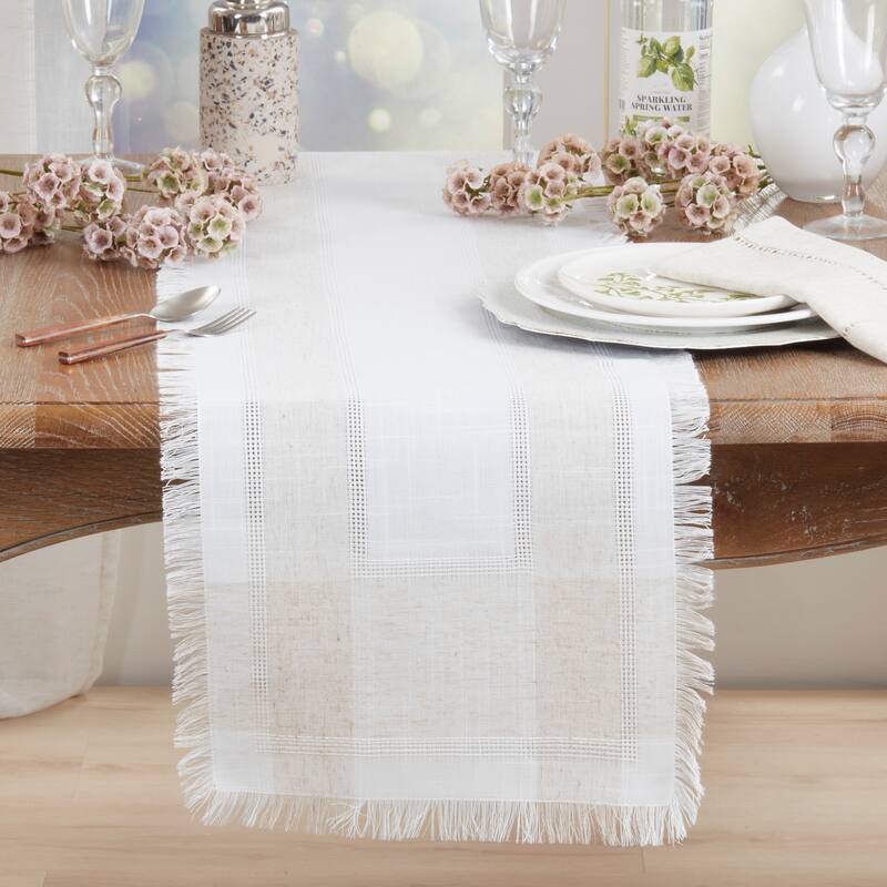 Fringed Table Runner - Non-Reversible Decorative Table Runner for Dining & Console Tables