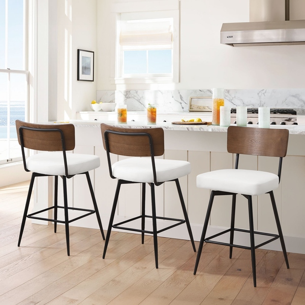 26 29 Faux Leather Swivel Counter Bar Stools Set of 2 3 On Sale Bed Bath Beyond 41963836