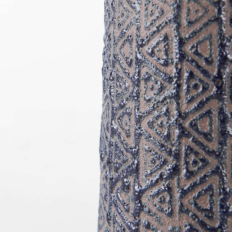 Sefina II Medium Brown/Black Patterned Ceramic Vase - 4.5"W x 4.5"D x 7.5"H