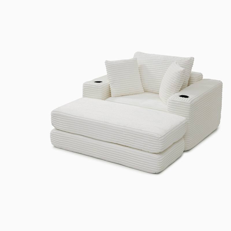 52.4'' Boneless Chaise Lounge Chair Indoor-Oversized Cloud-Like Cozy Comfy Modular 3-in-1 Sofa Bed