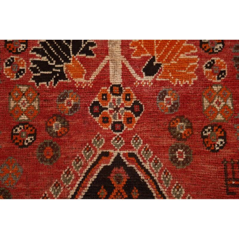Hand Knotted Oriental 100% Wool Carpet Traditional Medallion Red Shiraz Area Rug - 8' 10'' X 5' 1''