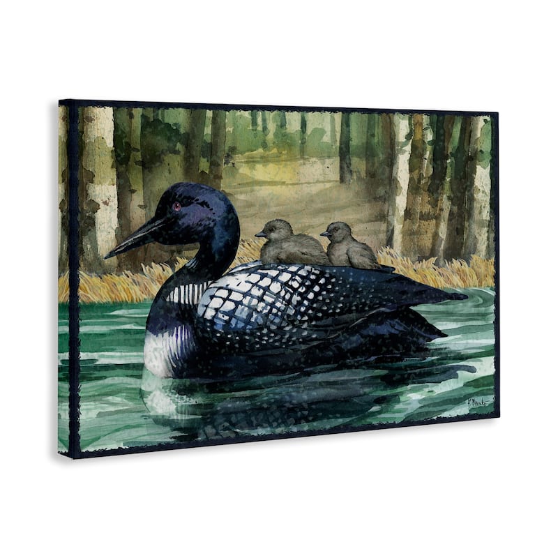 Stupell Loon Family on Lake Canvas Wall Art Design By Paul Brent
