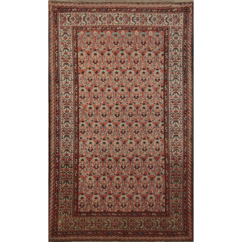 Hand Knotted Oriental 100% Wool Carpet Traditional Floral Oranges & Rust Malayer Area Rug - 6' 3'' X 3' 10''
