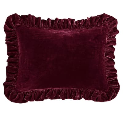HiEnd Accents Stella Faux Silk Velvet Romantic Western Ruffled Dutch Euro Pillow, 27x39 inch
