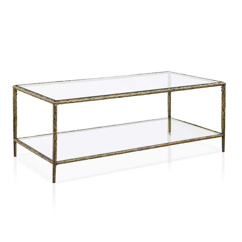 247 Shop At Home Lalia Modern Hammered Metal 1-Shelf Coffee Table